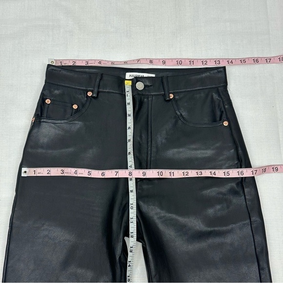 Pull & Bear size 4 Black Faux Leather High Waist Straight Leg Pants - Picture 10 of 13